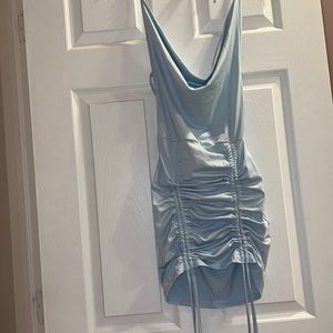 SHEIN Baby Blue Ruched Dress